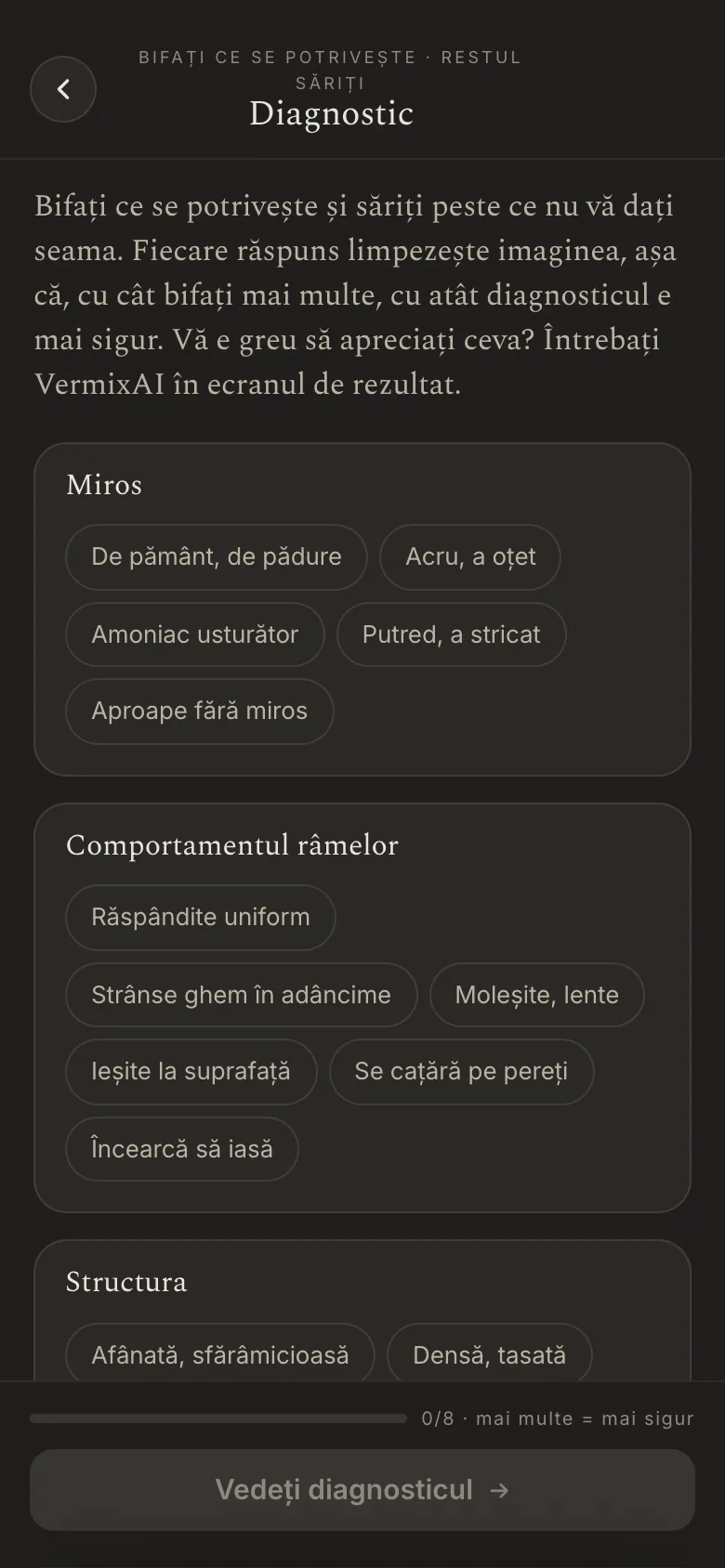 Ecranul de diagnosticare