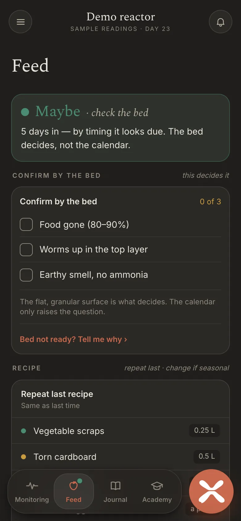 Feeding screen