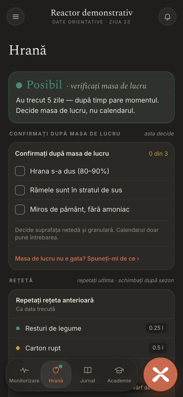 Ecranul de hrănire
